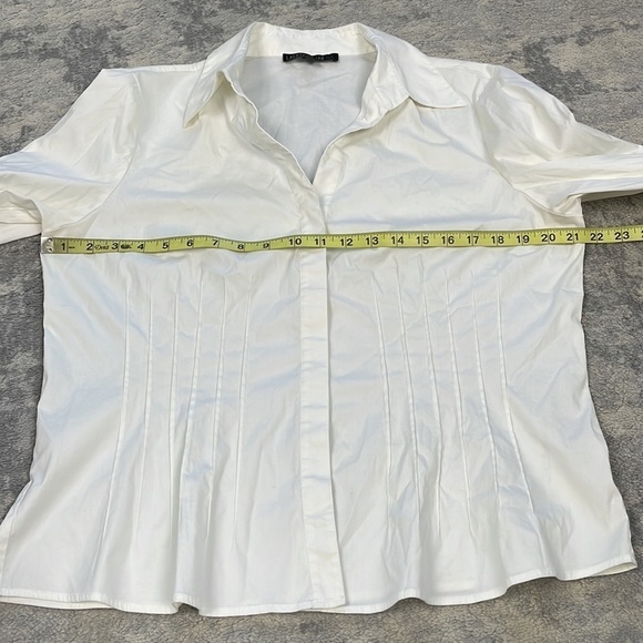 Lafayette 148 Pintuck Seams Ivory Career Button Front Dress Shirt Sz 14 - Picture 6 of 11